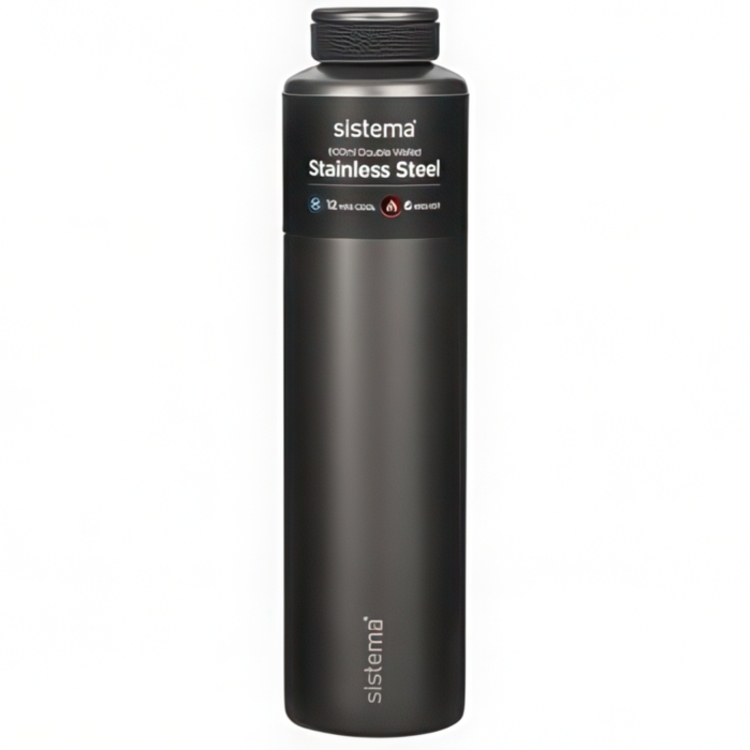 Bottle for cold or warm liquid, CHIC HYDRATE STAINLESS STEEL, 600 ml, Black