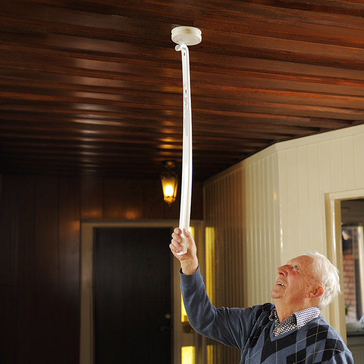 Shoehorn with a test button for smoke alarms