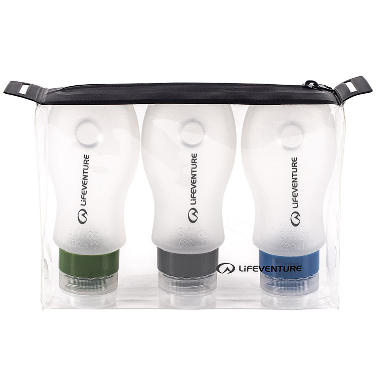 Soft silicone travel bottles Toiletry bag with travel bottles