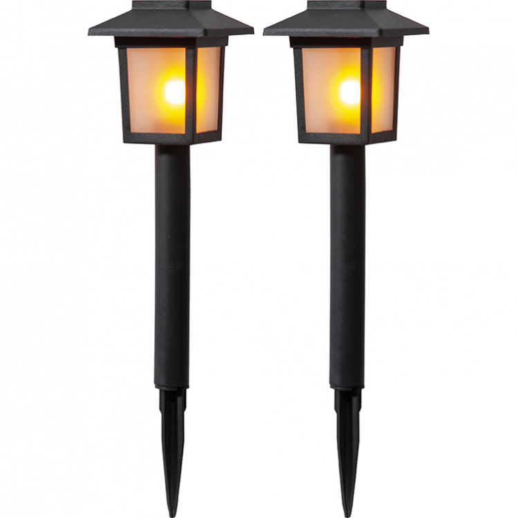Small Solar Cell Lanterns with Flickering Flames, pack of two