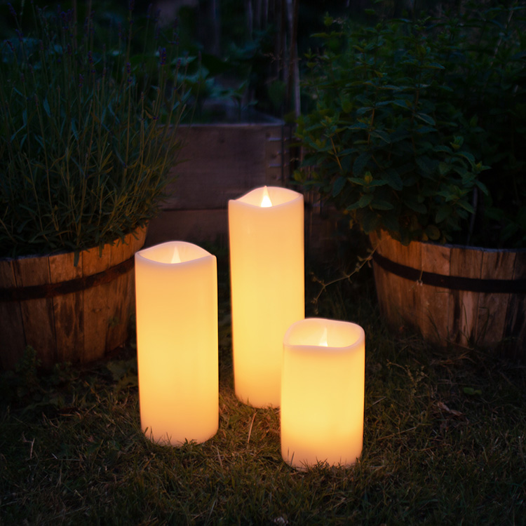 Tall Outdoor Grande Pillar Candle LED lights and timer SmartaSaker