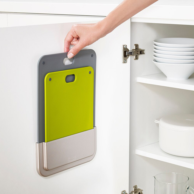 Chopping Board Set with Cupboard Door Storage Rack