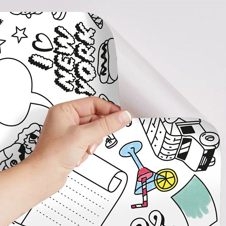 Self-adhesive wallpaper for colouring in