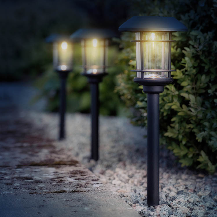 Solar cell powered walkway lighting, 3-pack