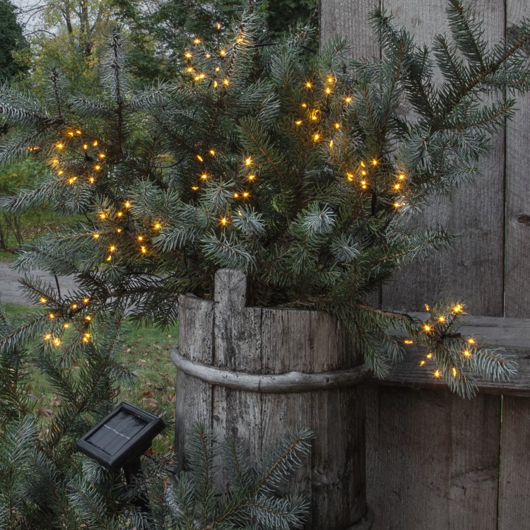 Solar-powered string lights, fireworks