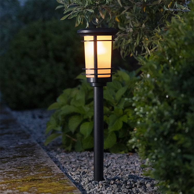 Solar-powered garden torch