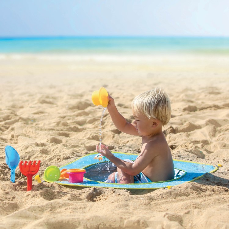 Beach pool with toys