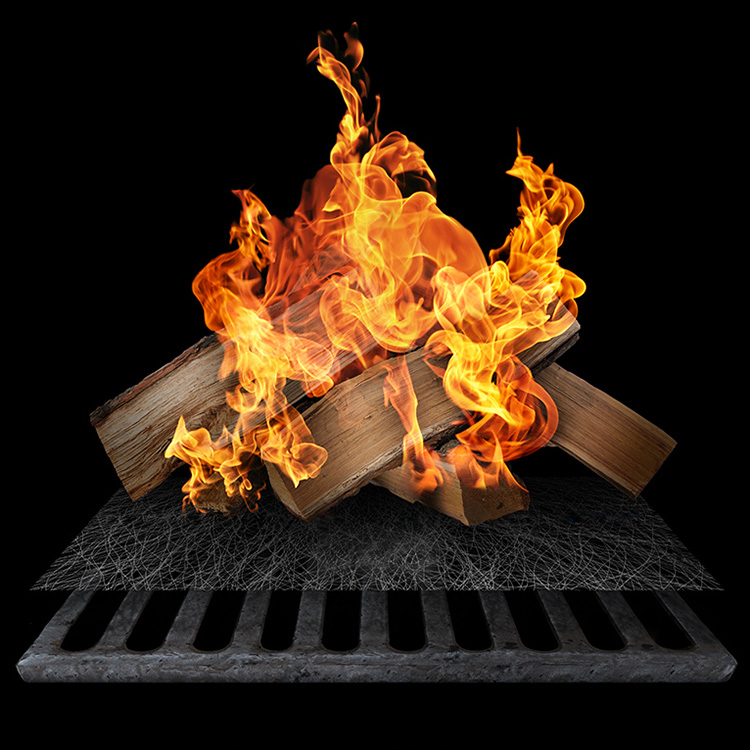 Steel mat for the fireplace