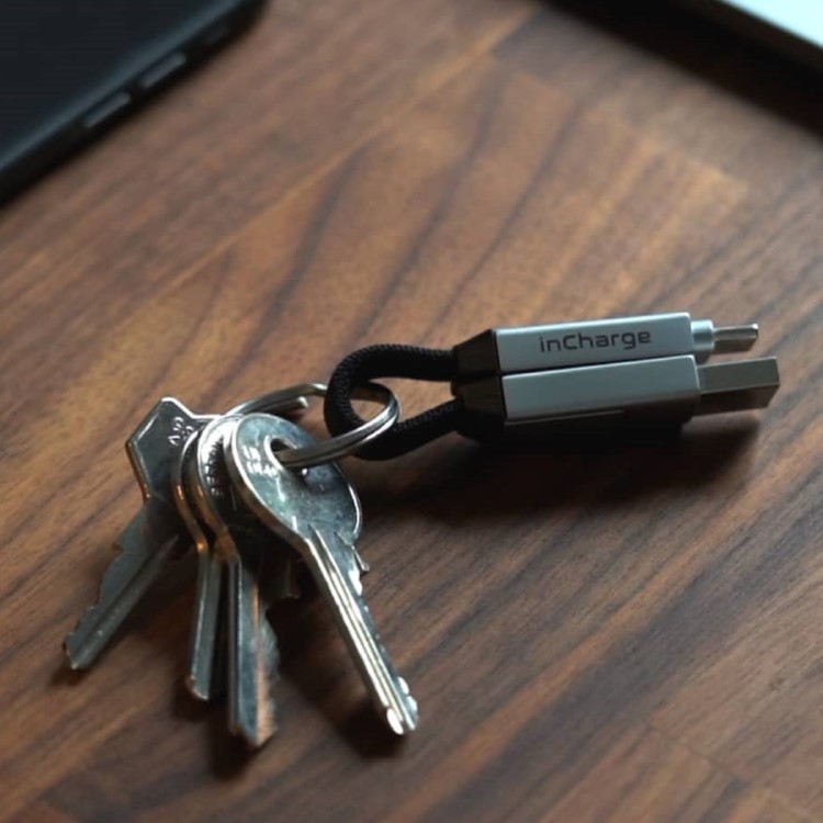 Multi USB cable on a keychain
