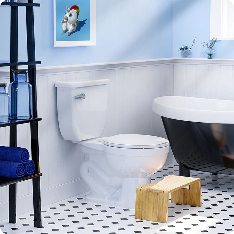 Foldable toilet stool in bamboo, Squatty Potty