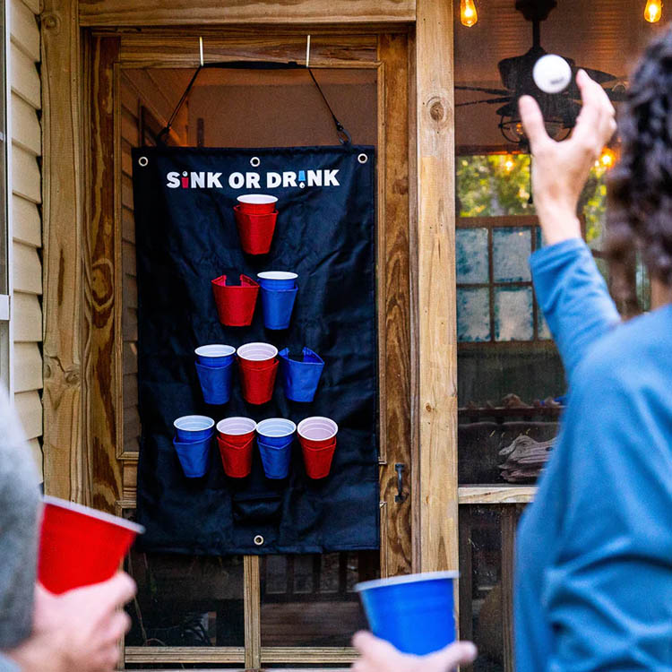 Hanging beer pong set