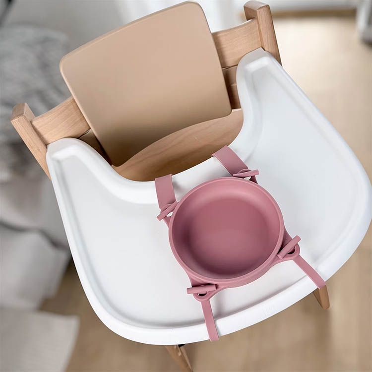 Children's bowl with suction cup and strap