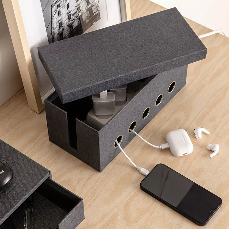 Cable management box for desk