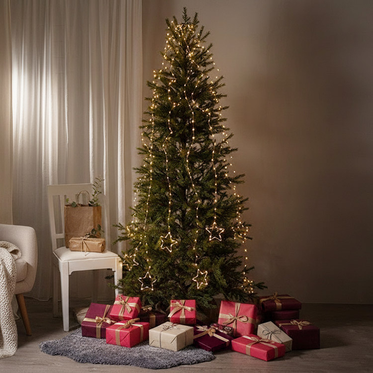 Christmas tree star string lights