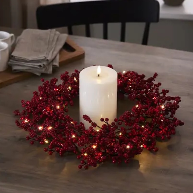 Rowan berry wreath with lights
