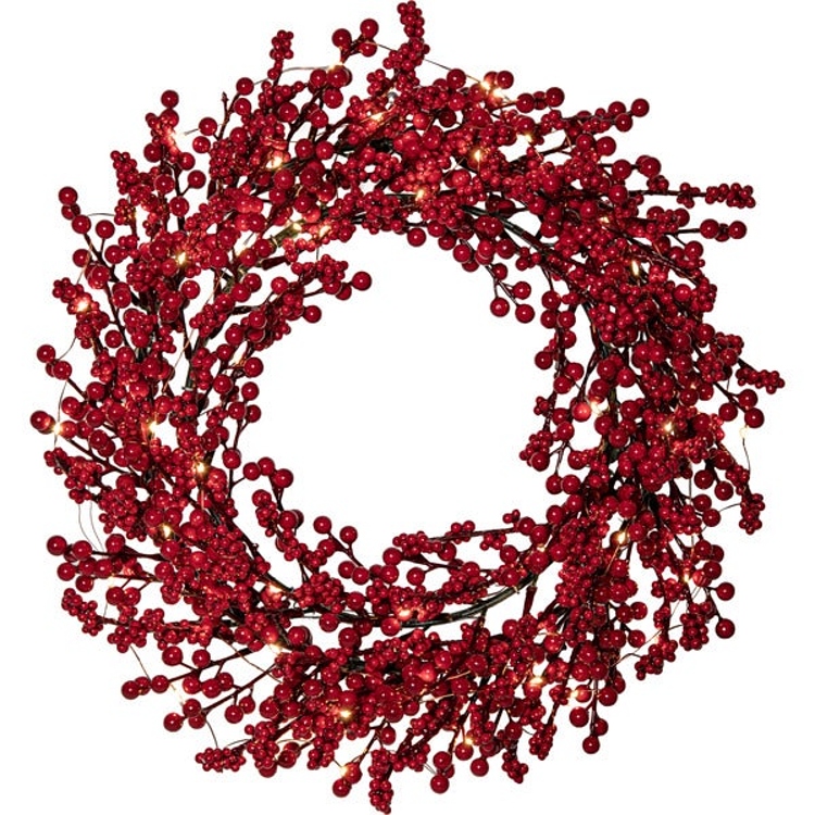 Rowan berry wreath with lights