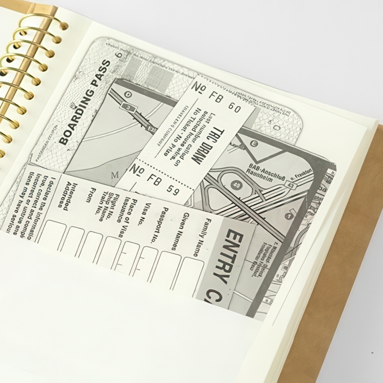 Note book with pockets, SPIRAL PAPER POCKET A6 SLIM, Traveler's Comapany, Natur