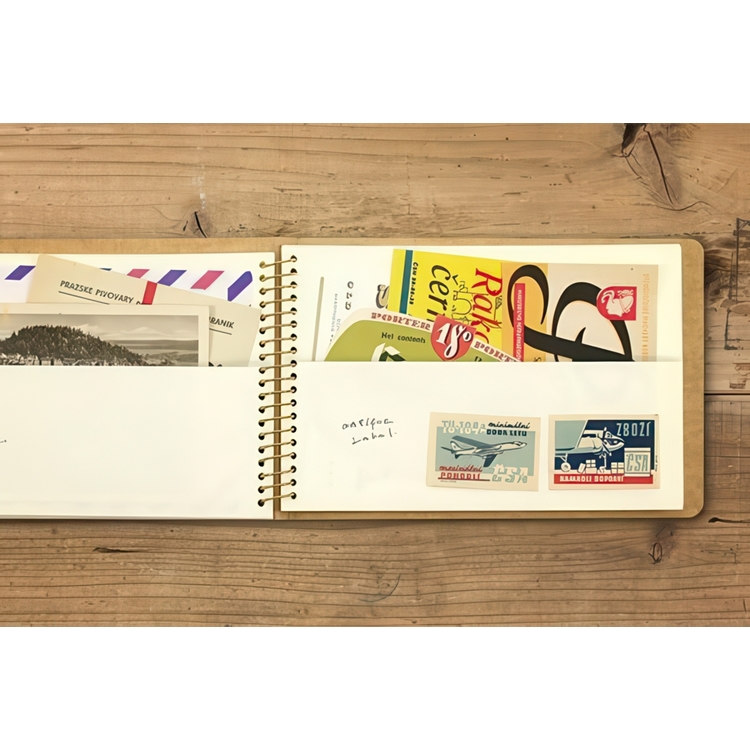Note book with pockets, SPIRAL PAPER POCKET B6, Traveler's Comapany, Natur