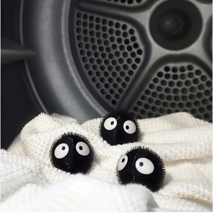 Anti Lint Balls for Washing machines, Set of 6, LAUNDRY BUDDIES, Ø 4,5 cm, Kikkerland, Black