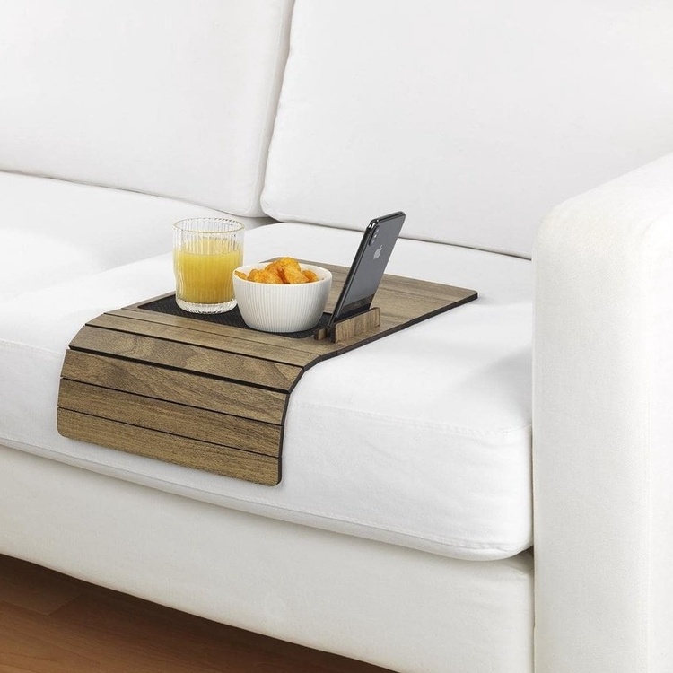 Sofa organiser in wood, SOFA TRAY, Brown