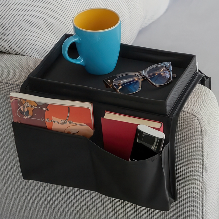 Sofa organiser with Tray, SOFA MASTER, Black