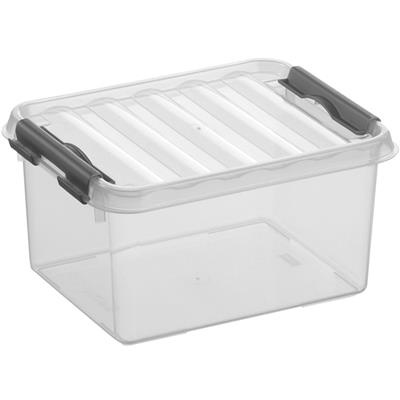 Box, 2L, Q-LINE SMALL BOX, 20 x 15 x H 10,4 cm, Clear / Silver Grey