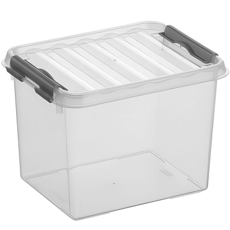 Box, 3L, Q-LINE SMALL BOX, 20 x 15 x H 14 cm, Clear / Silver Grey