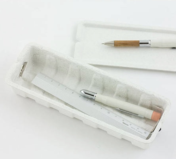Pen Box made of waste paper, MIDORI PULP STORAGE, white