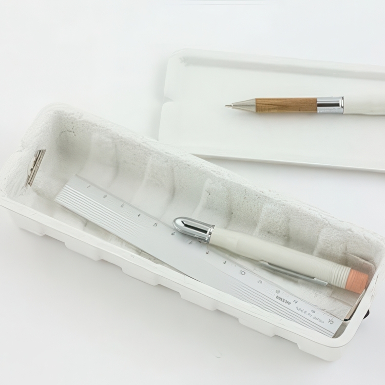 Pen Box made of waste paper, MIDORI PULP STORAGE, white