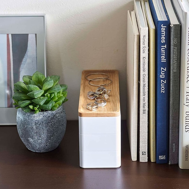 Box, RIN 3-TIER ACCESSORY HOLDER, Yamazaki, White / Nature