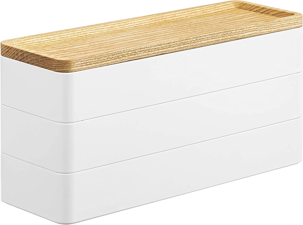 Box, RIN 3-TIER ACCESSORY HOLDER, Yamazaki, White / Nature