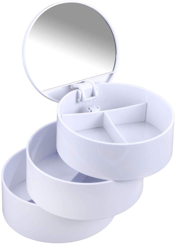 Storage box, COSMETIC TOWER, Ø 13 x H14 cm, White