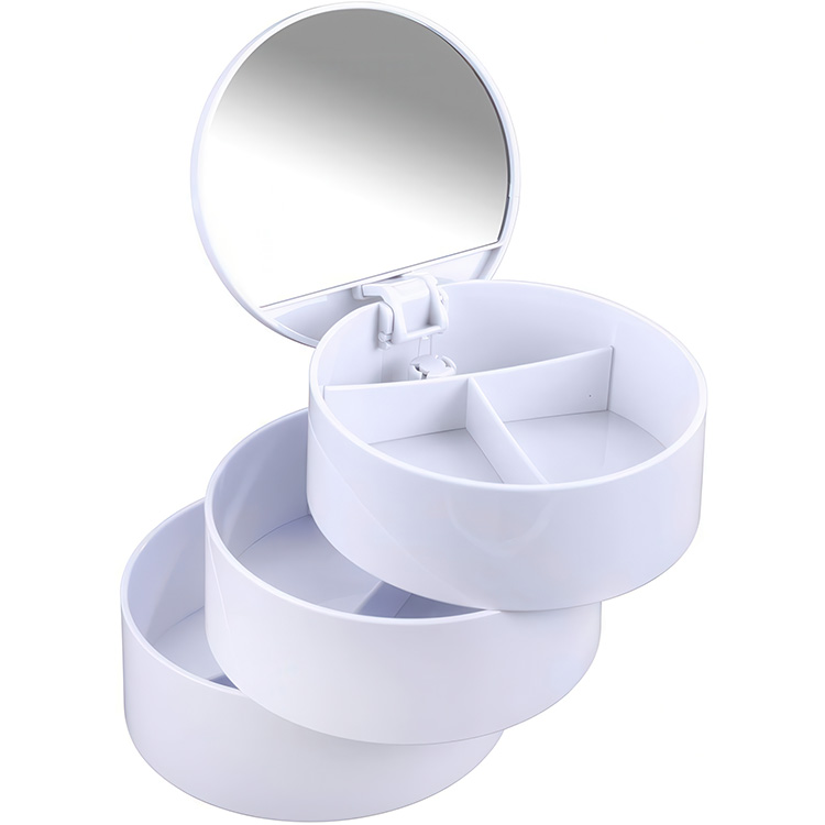 Storage box, COSMETIC TOWER, Ø 13 x H14 cm, White
