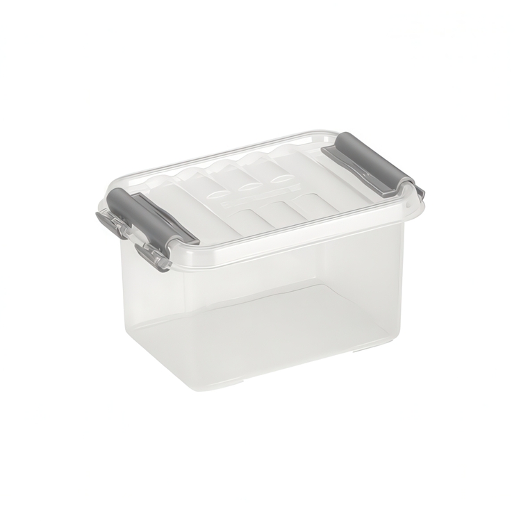 Box, XS, 0,4L, Q-LINE MINI BOX, 12 x 7,7 x H 6,2 cm, Clear / Silver Grey