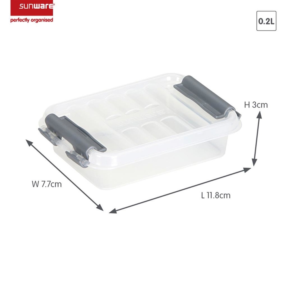 Box, XXS, 0,2 L, Q-LINE MINI BOX, 12 x 7,7 x H 3 cm, Clear / Silver Grey