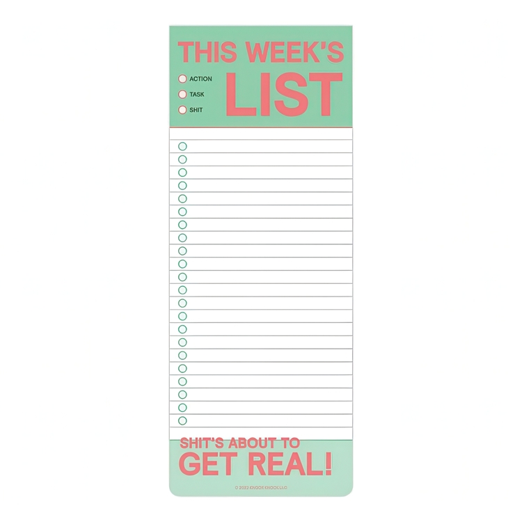 Checklist, KNOCK-KNOCK THIS WEEK´S LIST, 9 x H 23 cm, White / Green