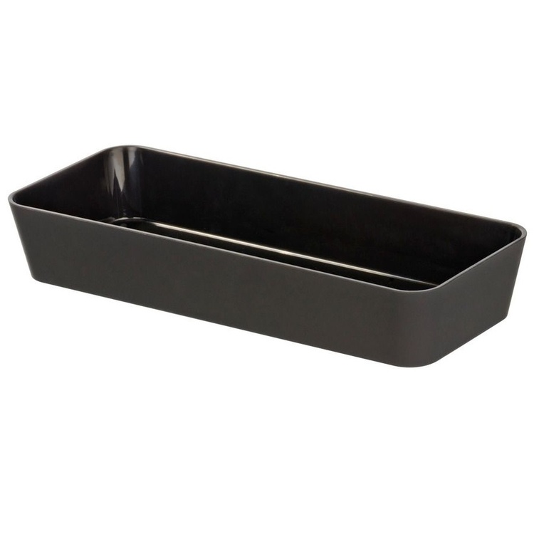 Oblong storage tray / drawer insert, GOM, 24 x 10 x H 4 cm, Black