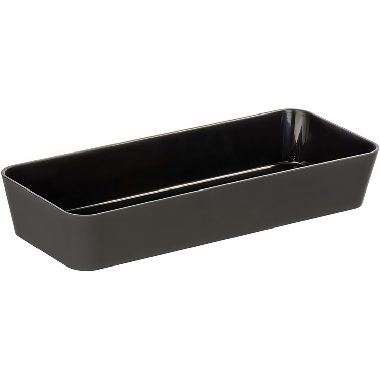 Oblong storage tray / drawer insert, GOM, 24 x 10 x H 4 cm, Black
