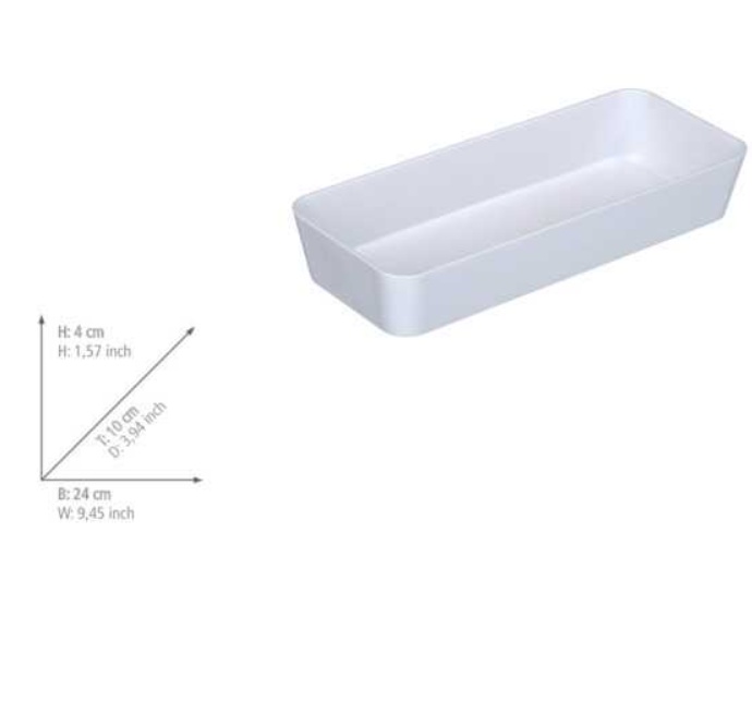 Oblong storage tray, CANDY, 24 x 10 x H 4 cm, White
