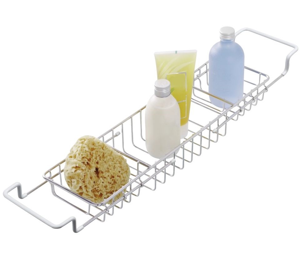 Bath Tub Tray in metal, Telescopic, BADEWANNEBRUCKE, 58-92 x 13 x H 8 cm, Silver