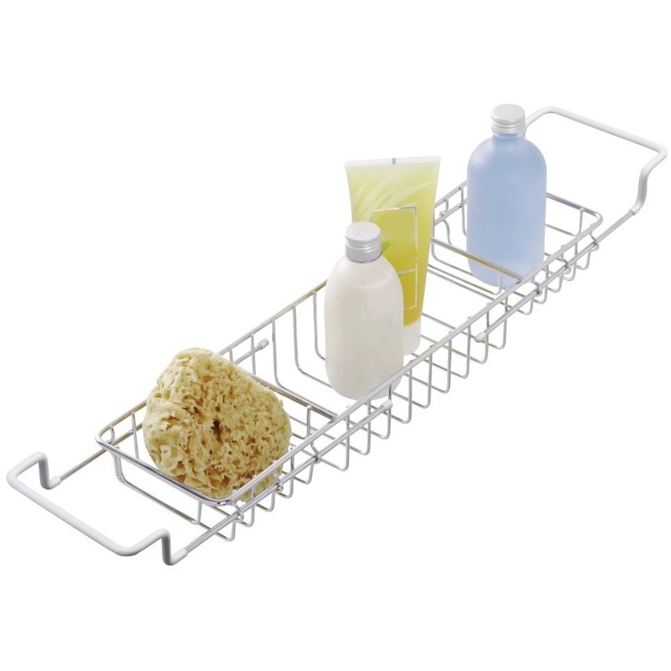 Bath Tub Tray in metal, Telescopic, BADEWANNEBRUCKE, 58-92 x 13 x H 8 cm, Silver