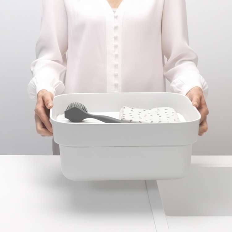 Washing Up Bowl with Drying Tray, BRABANTIA, 34,4 x 37,4 x H 16 cm, Light Grey