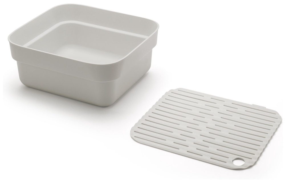 Washing Up Bowl with Drying Tray, BRABANTIA, 34,4 x 37,4 x H 16 cm, Light Grey