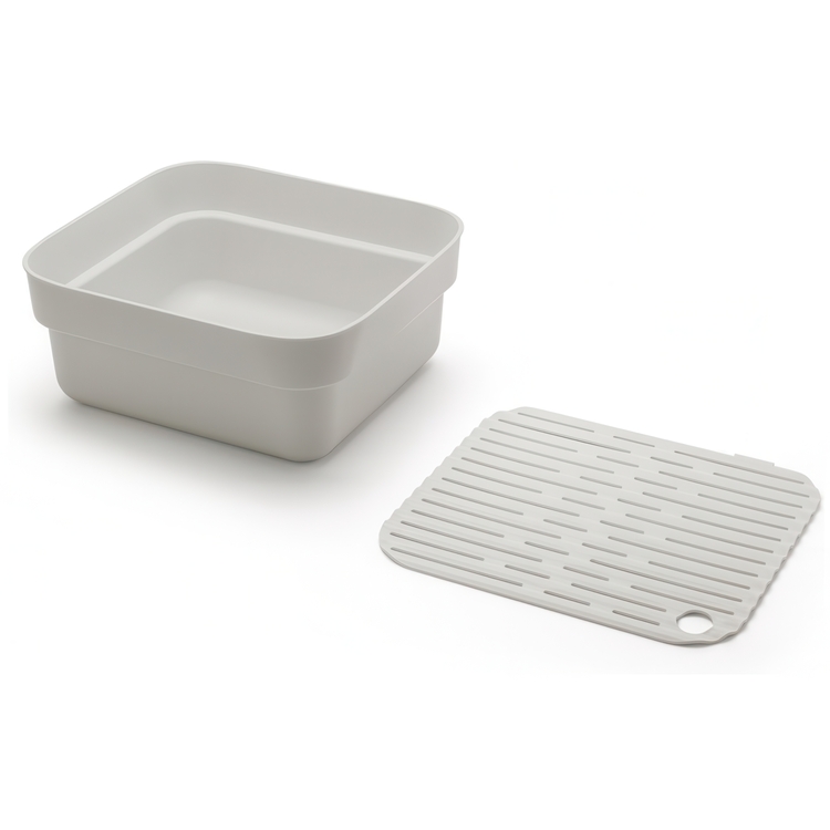 Washing Up Bowl with Drying Tray, BRABANTIA, 34,4 x 37,4 x H 16 cm, Light Grey