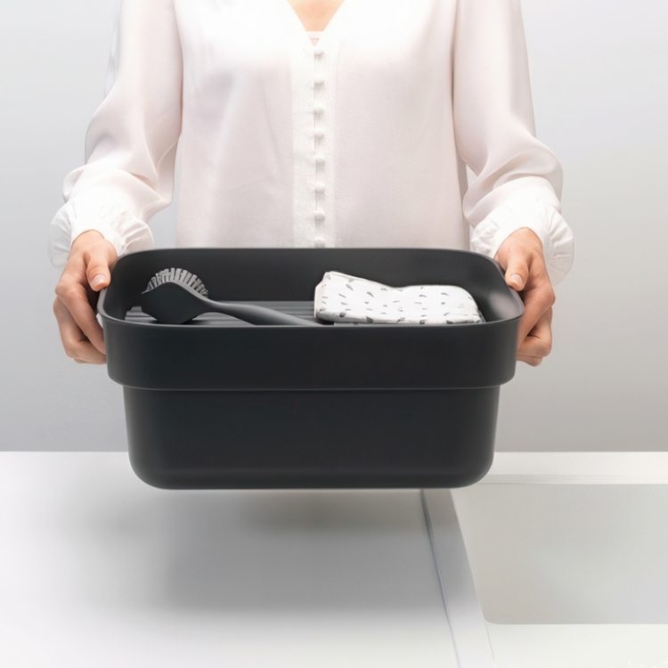Washing Up Bowl with Drying Tray, BRABANTIA, 334,4 x 37,4 x H 16 cm, Dark Grey