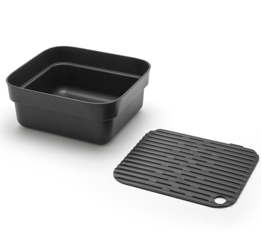 Washing Up Bowl with Drying Tray, BRABANTIA, 334,4 x 37,4 x H 16 cm, Dark Grey