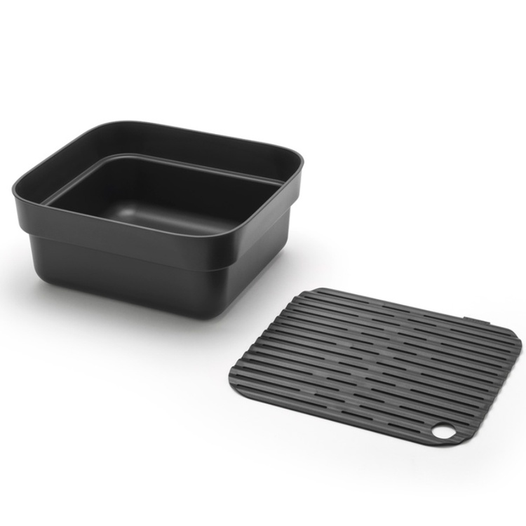 Washing Up Bowl with Drying Tray, BRABANTIA, 334,4 x 37,4 x H 16 cm, Dark Grey