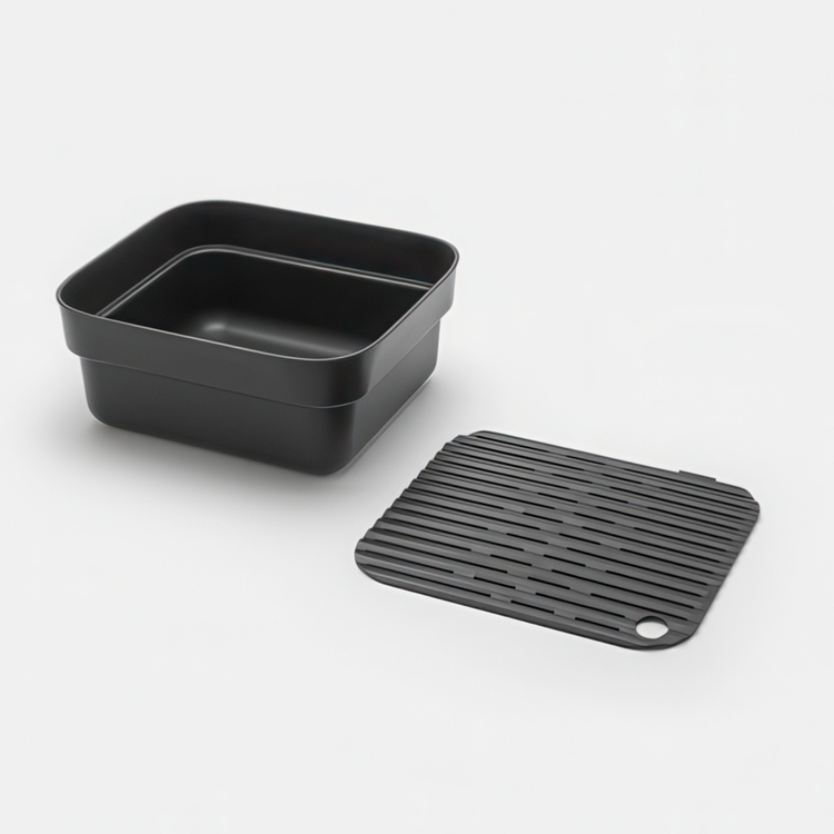 Washing Up Bowl with Drying Tray, BRABANTIA, 334,4 x 37,4 x H 16 cm, Dark Grey