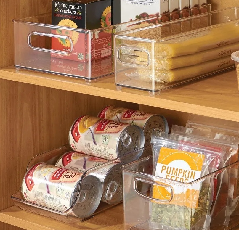 Fridge / pantry storage for cans, PANTRY BIN, 35 x 14 x H10 cm, Transparent