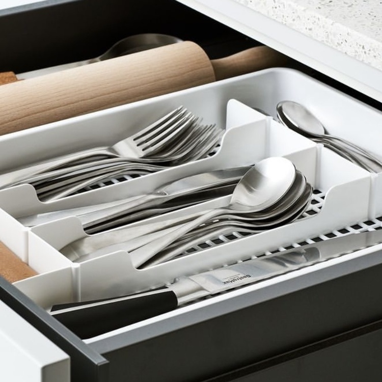 Cutlery Tray, 6 compartments, Large, GASTROMAX, 41 x 31 x H 5 cm,, White